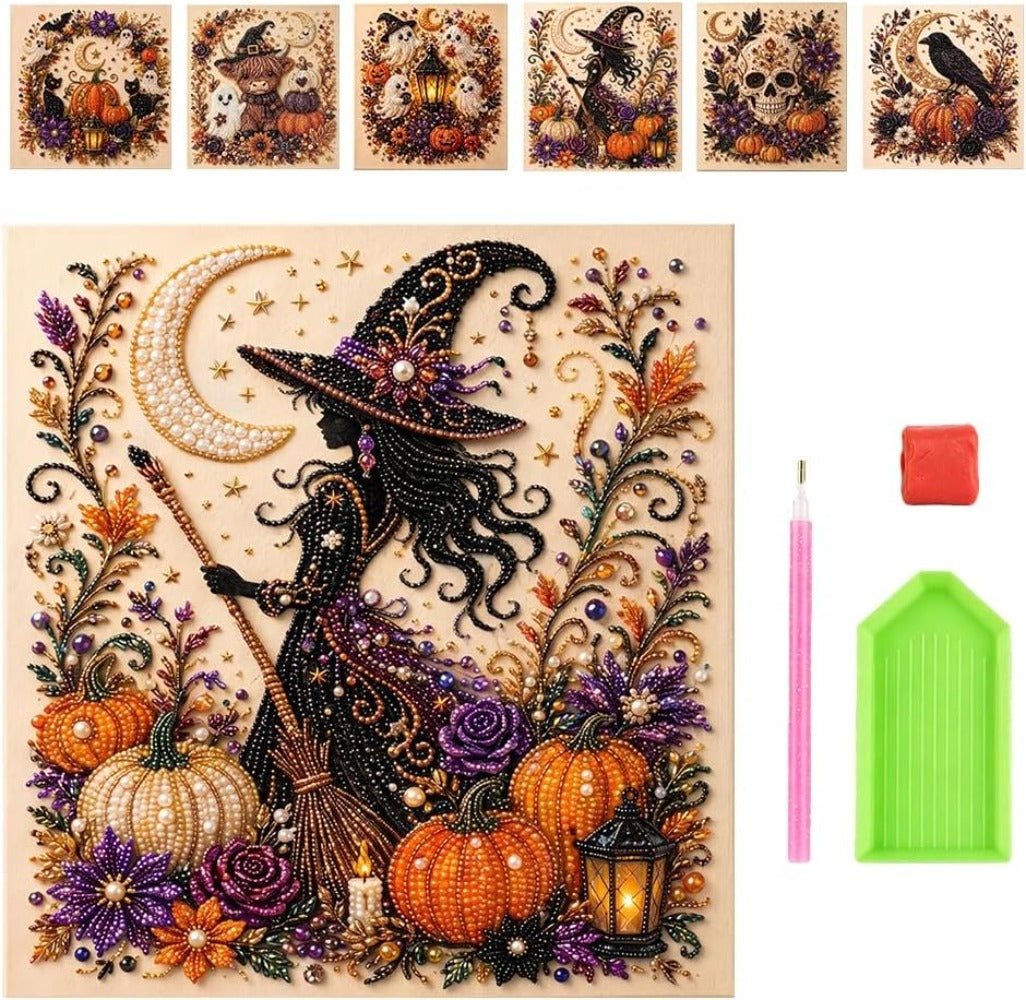 Halloween Ghost Pearl Art DIY Kit, 2026 Upgraded Seasonal Bead Wall Display Craft Set, Portable Fall Home Decor Handcraft Kit for Starters