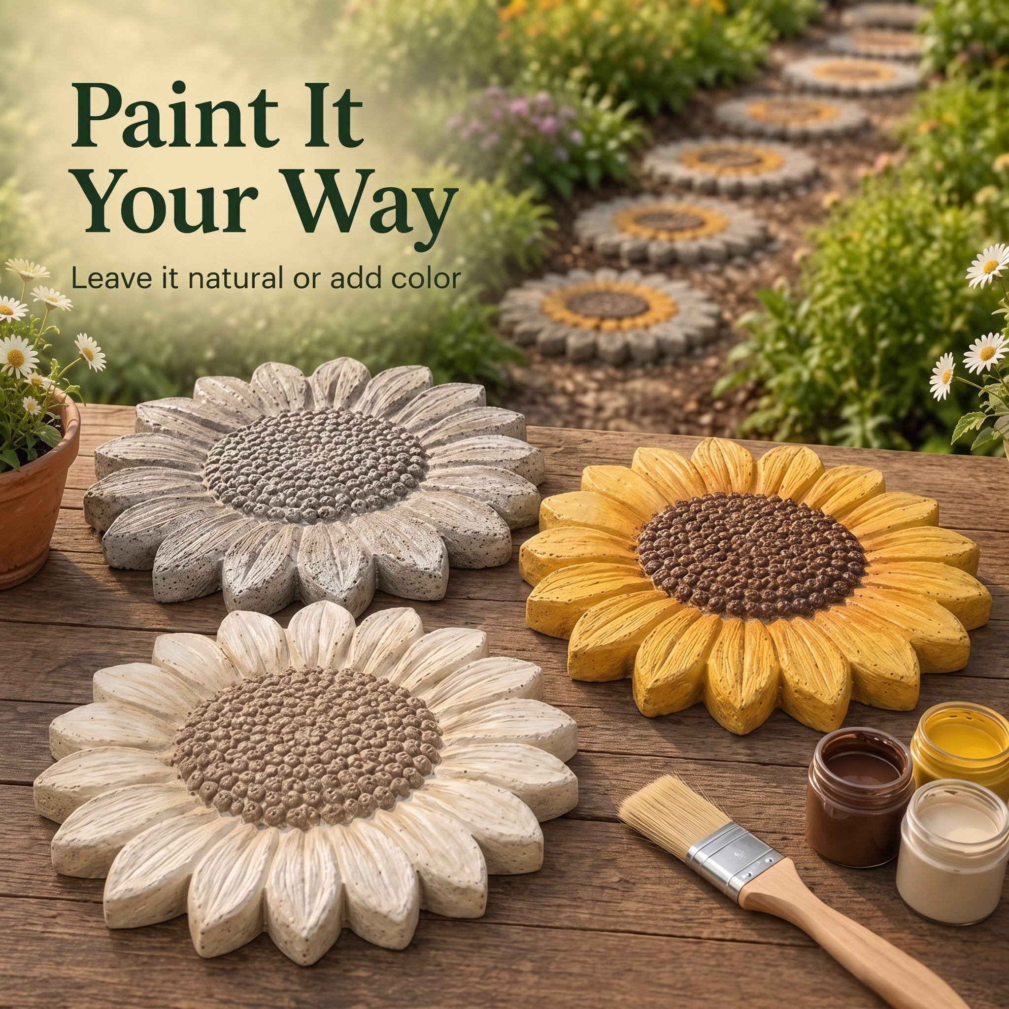 DIY Silicone Garden Stepping Stone Mold (9.8") - Reusable Paving Maker for Walkways, Patios & Outdoor Decor