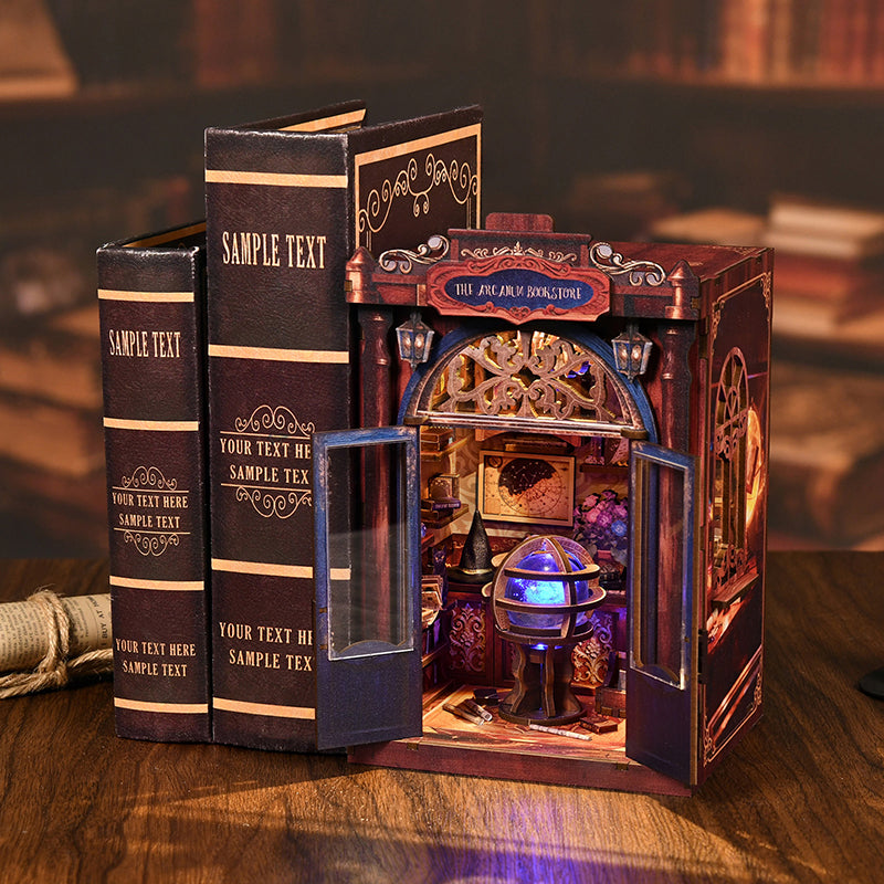 The Arcanum Bookstore - Magical DIY Book Nook Kit with Glowing Crystal Ball & Touch LED