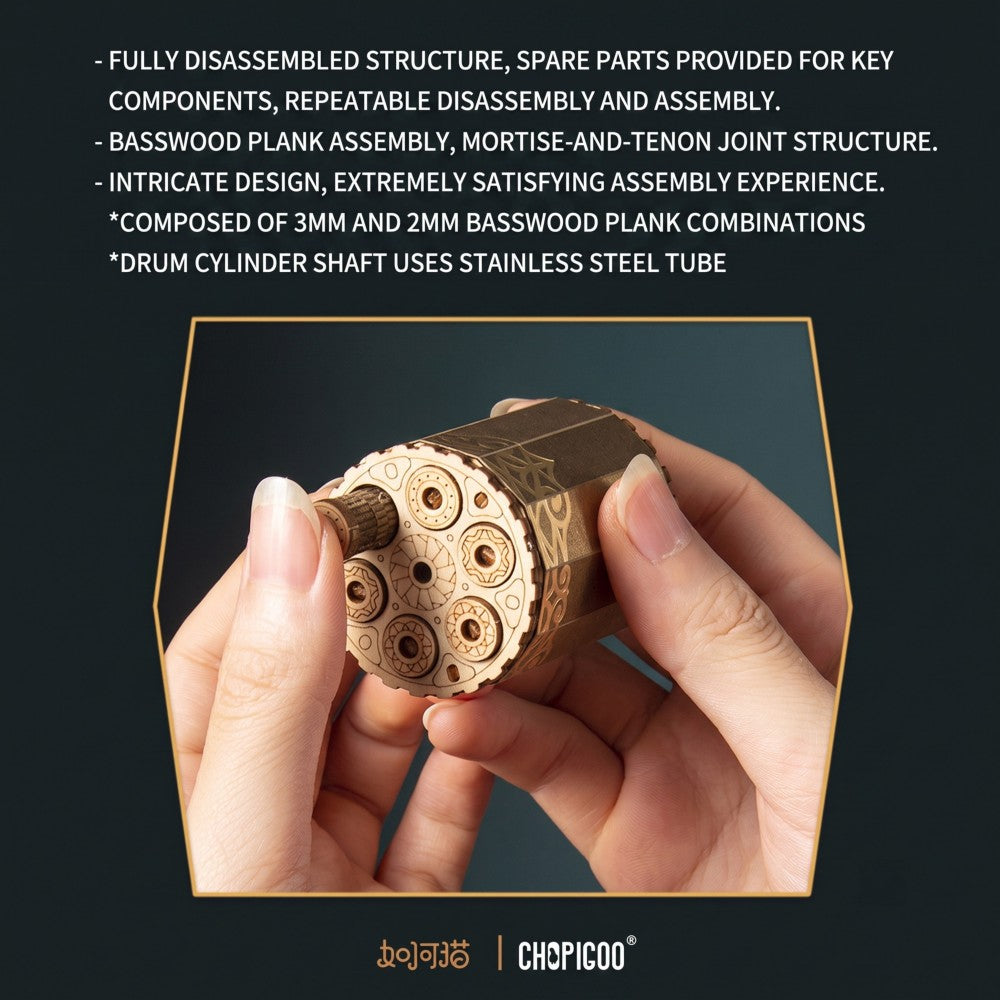 Fantasy Steam Revolver | 3D Wooden Mechanical Puzzle Kit
