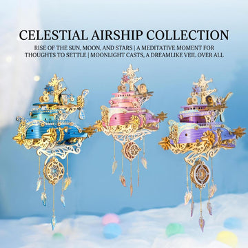 Celestial Airship Dreamcatcher – 3D Wooden DIY Craft Model & Fantasy Home Decor