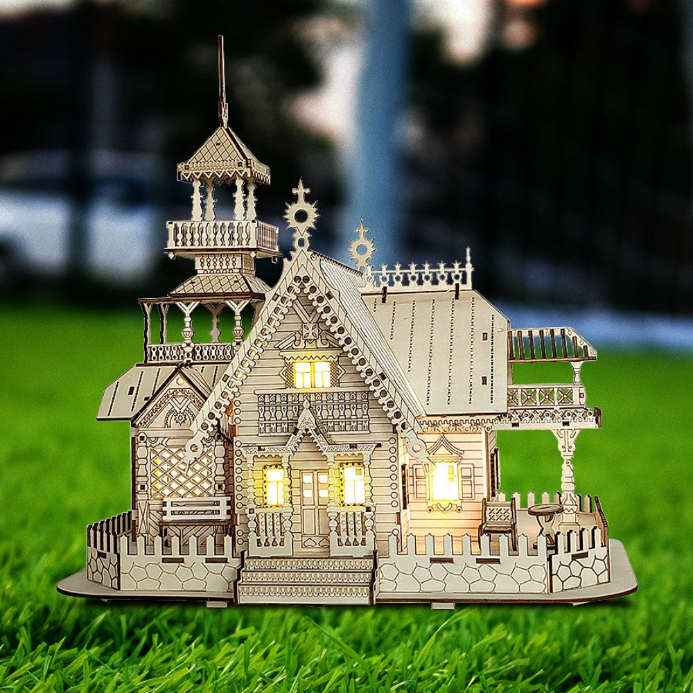 The Starlight Haven: Illuminated 3D Wooden Miniature Villa DIY Kit