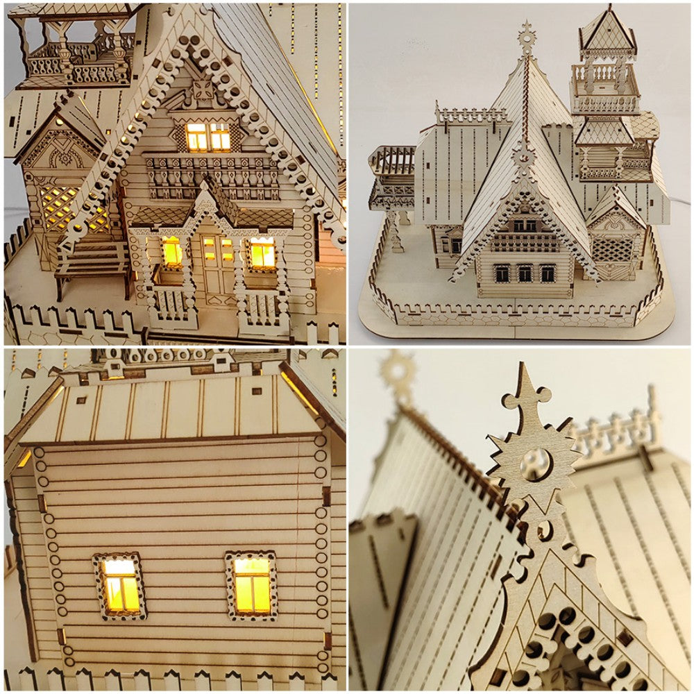 The Starlight Haven: Illuminated 3D Wooden Miniature Villa DIY Kit