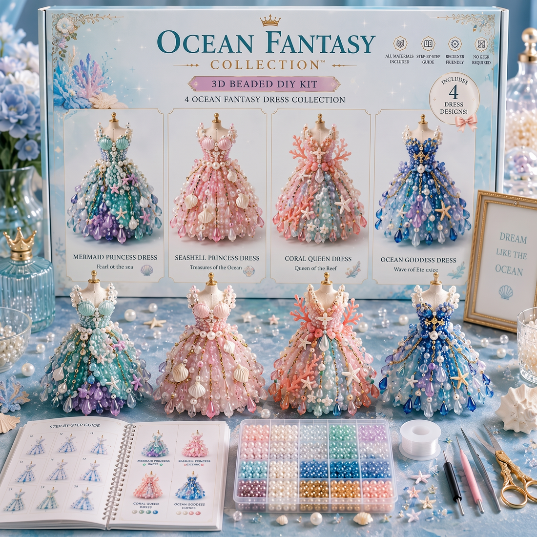 Dreamy Bridal Couture | 3D Beaded Princess Dress DIY Kit (4 Enchanting Styles)