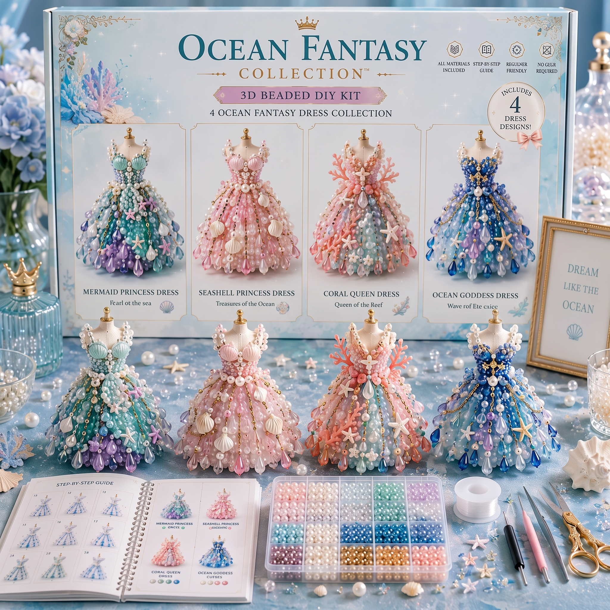 Dreamy Bridal Couture | 3D Beaded Princess Dress DIY Kit (4 Enchanting Styles)