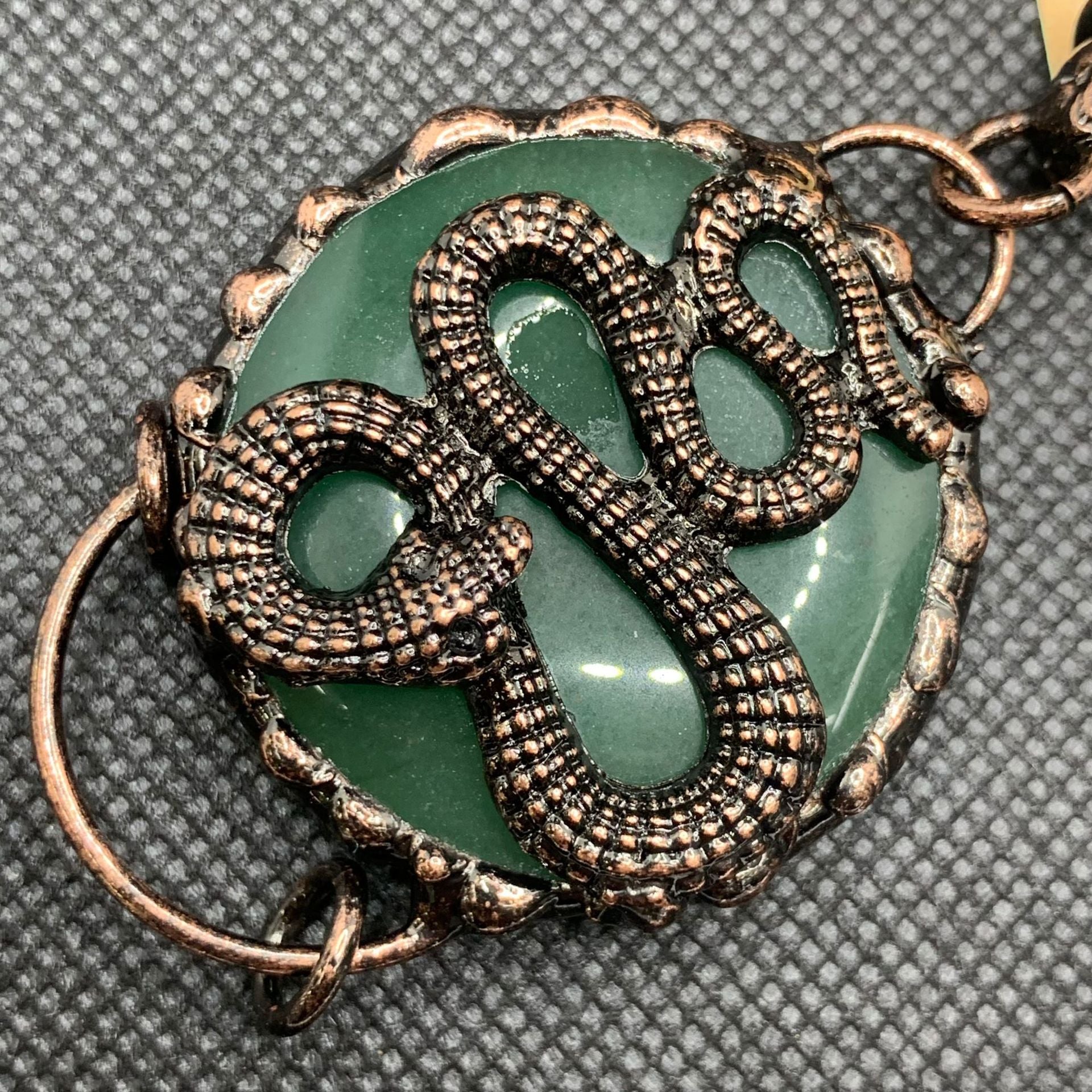 Vintage Animal Totem Necklace — Heavy Electroplated Bronze & Natural Healing Crystal Pendant