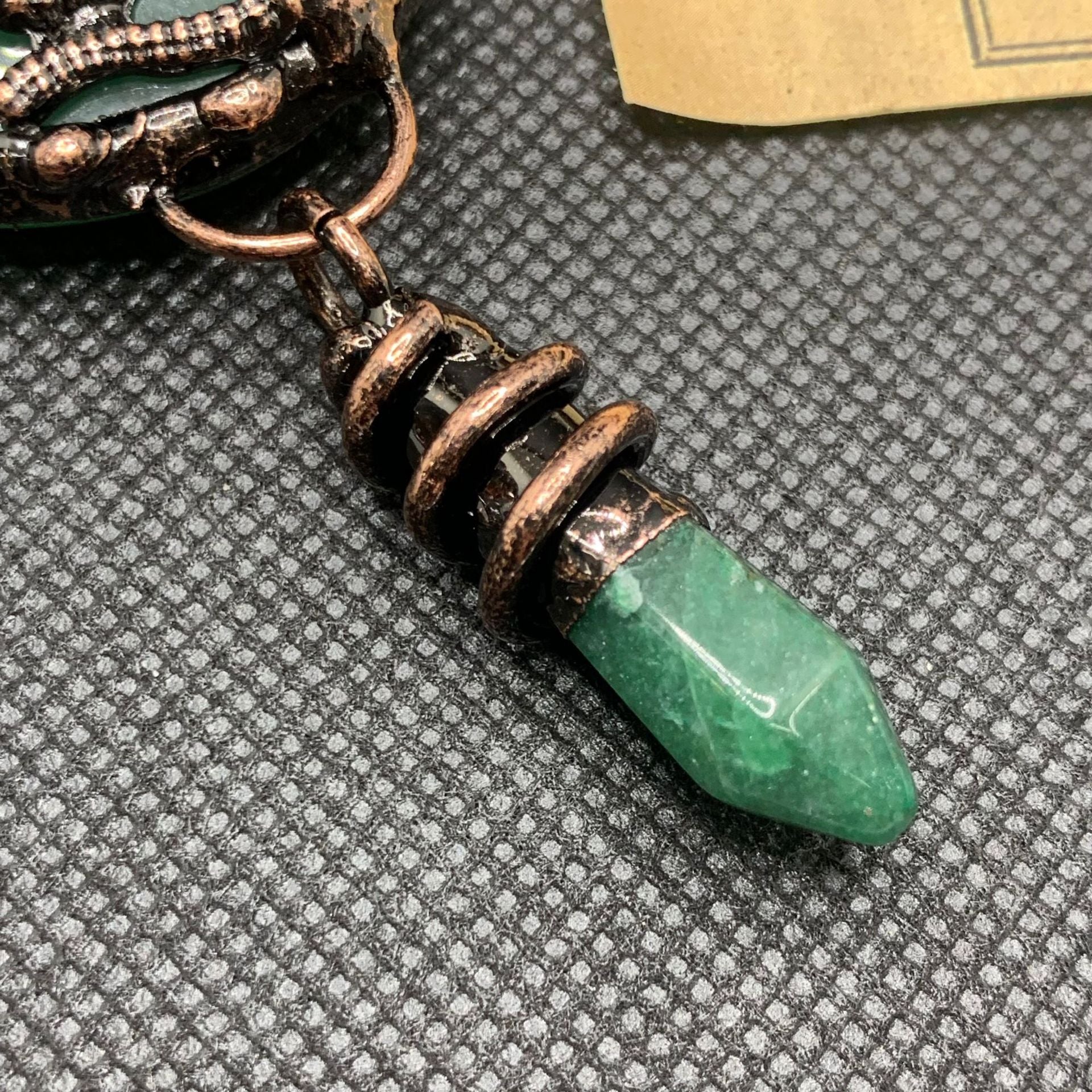 Vintage Animal Totem Necklace — Heavy Electroplated Bronze & Natural Healing Crystal Pendant
