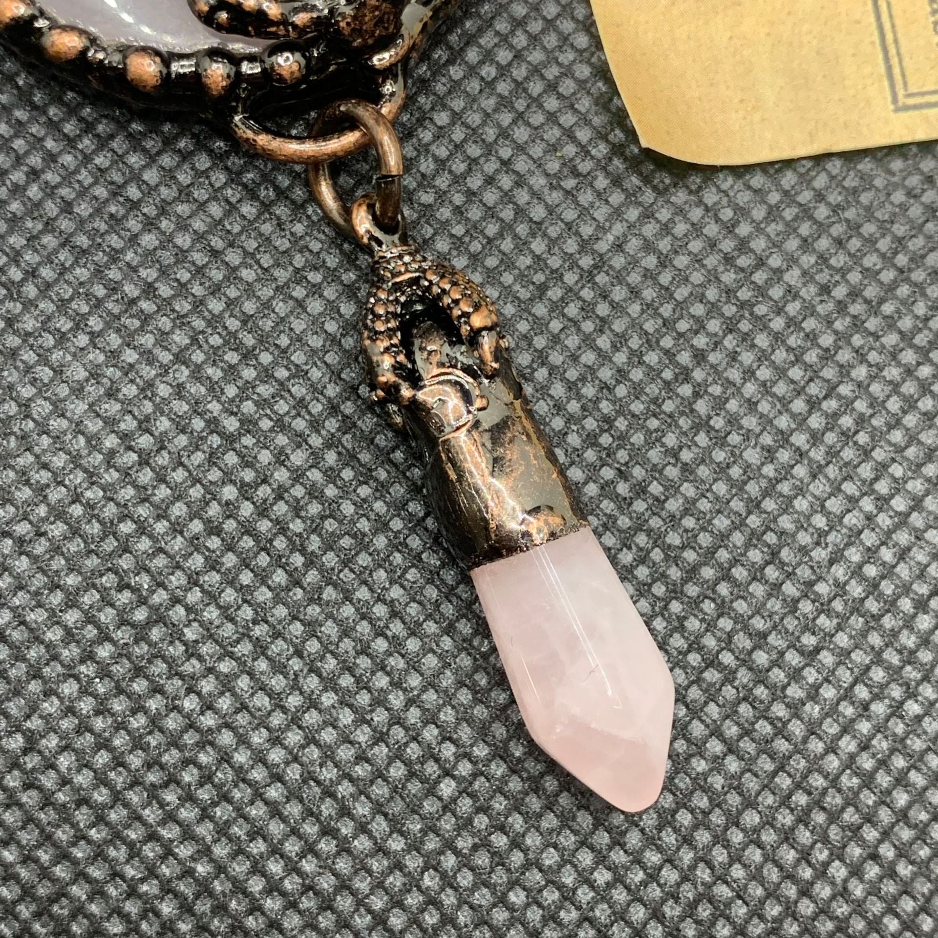 Vintage Animal Totem Necklace — Heavy Electroplated Bronze & Natural Healing Crystal Pendant