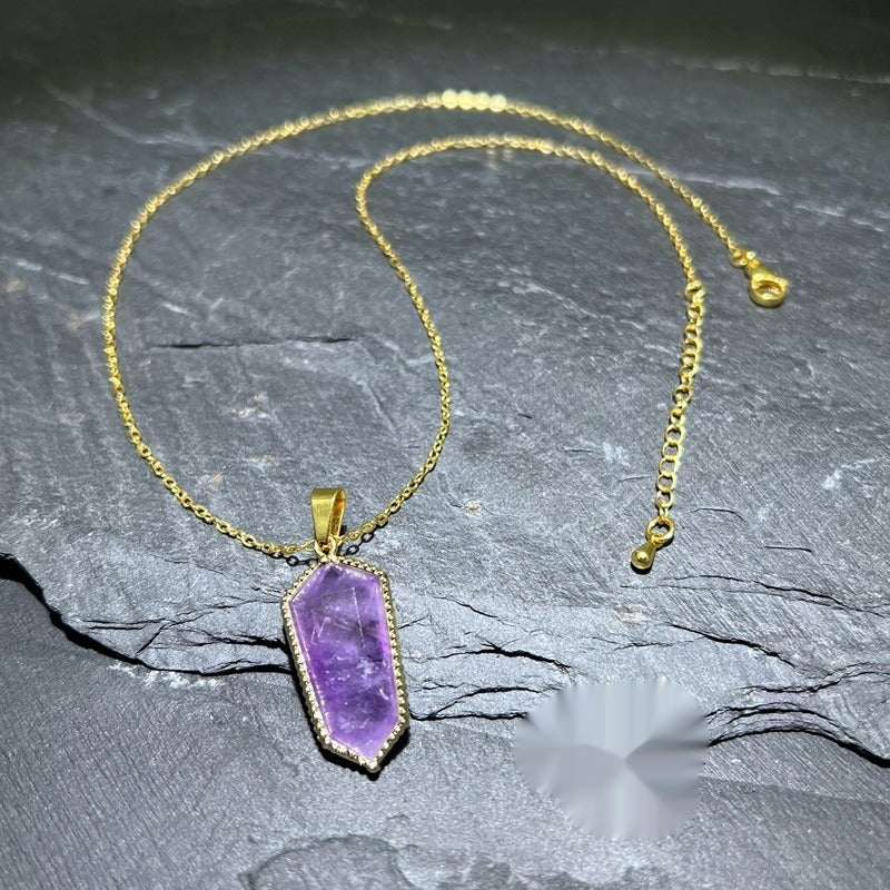 The Alchemy Amulet: Gold-Edged Raw Amethyst Slice