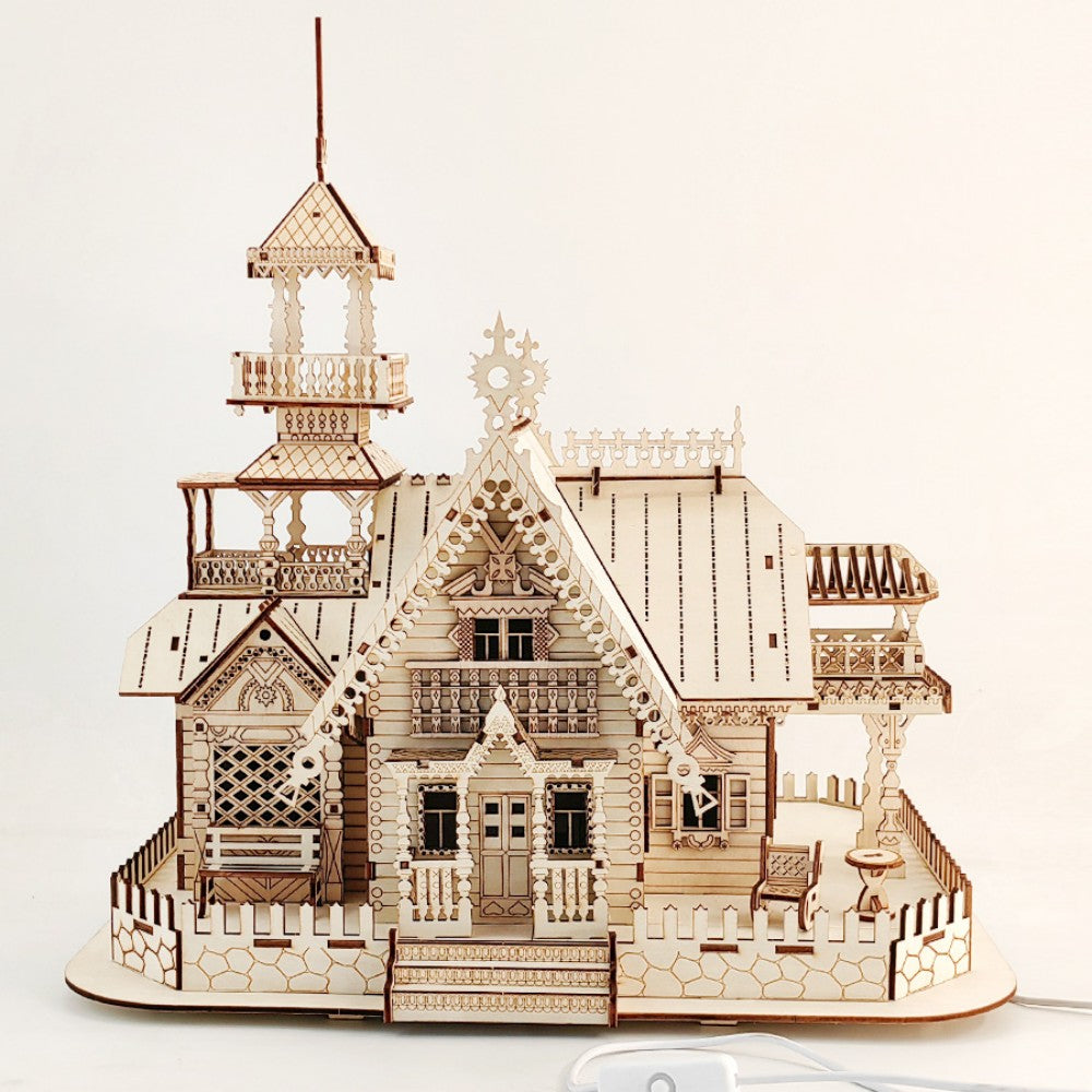 The Starlight Haven: Illuminated 3D Wooden Miniature Villa DIY Kit