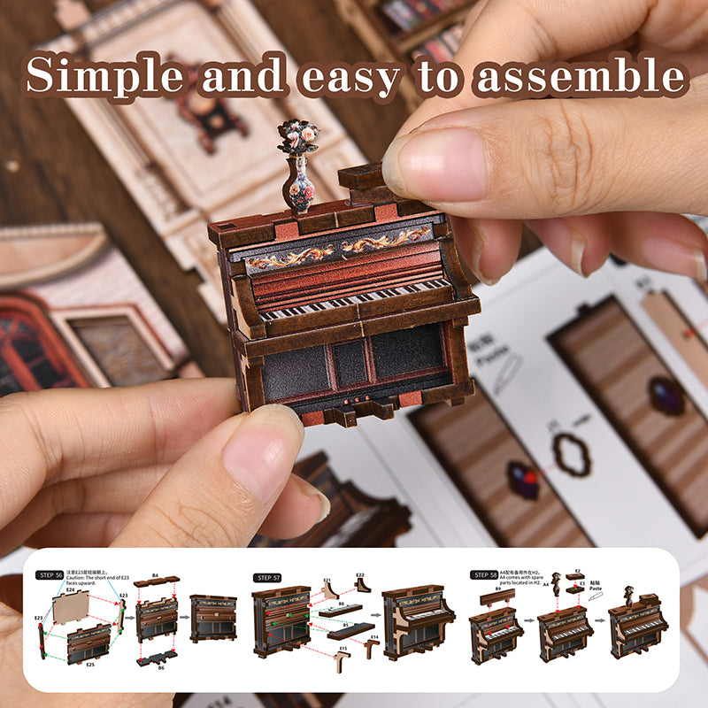 Dream Opera House - DIY Wooden Book Nook Kit with Stained Glass & Touch LED Light