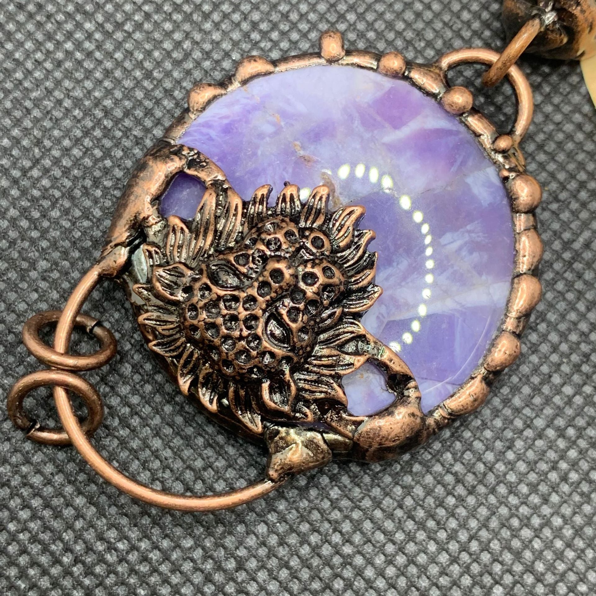 Vintage Animal Totem Necklace — Heavy Electroplated Bronze & Natural Healing Crystal Pendant