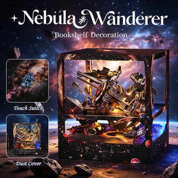 DIY Sci-Fi Book Nook Kit: "Nebula Wanderer" 3D Wooden Puzzle with Touch LED Light
