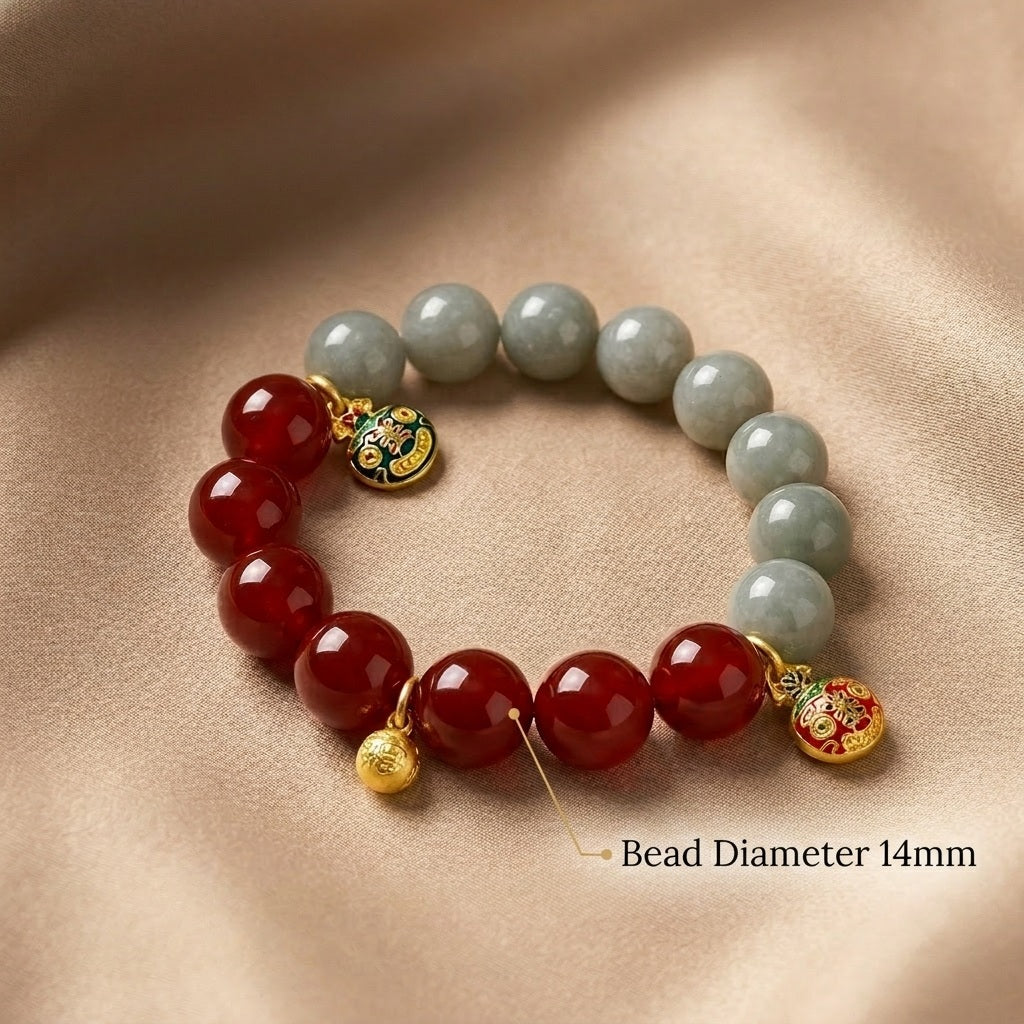 The Prosperity Loop — Premium Jade & Carnelian Energy Bracelet-Wood Feeds Fire