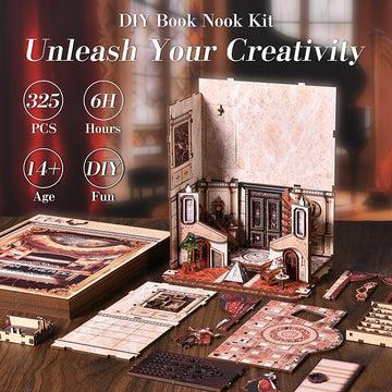 Dream Opera House - DIY Wooden Book Nook Kit with Stained Glass & Touch LED Light