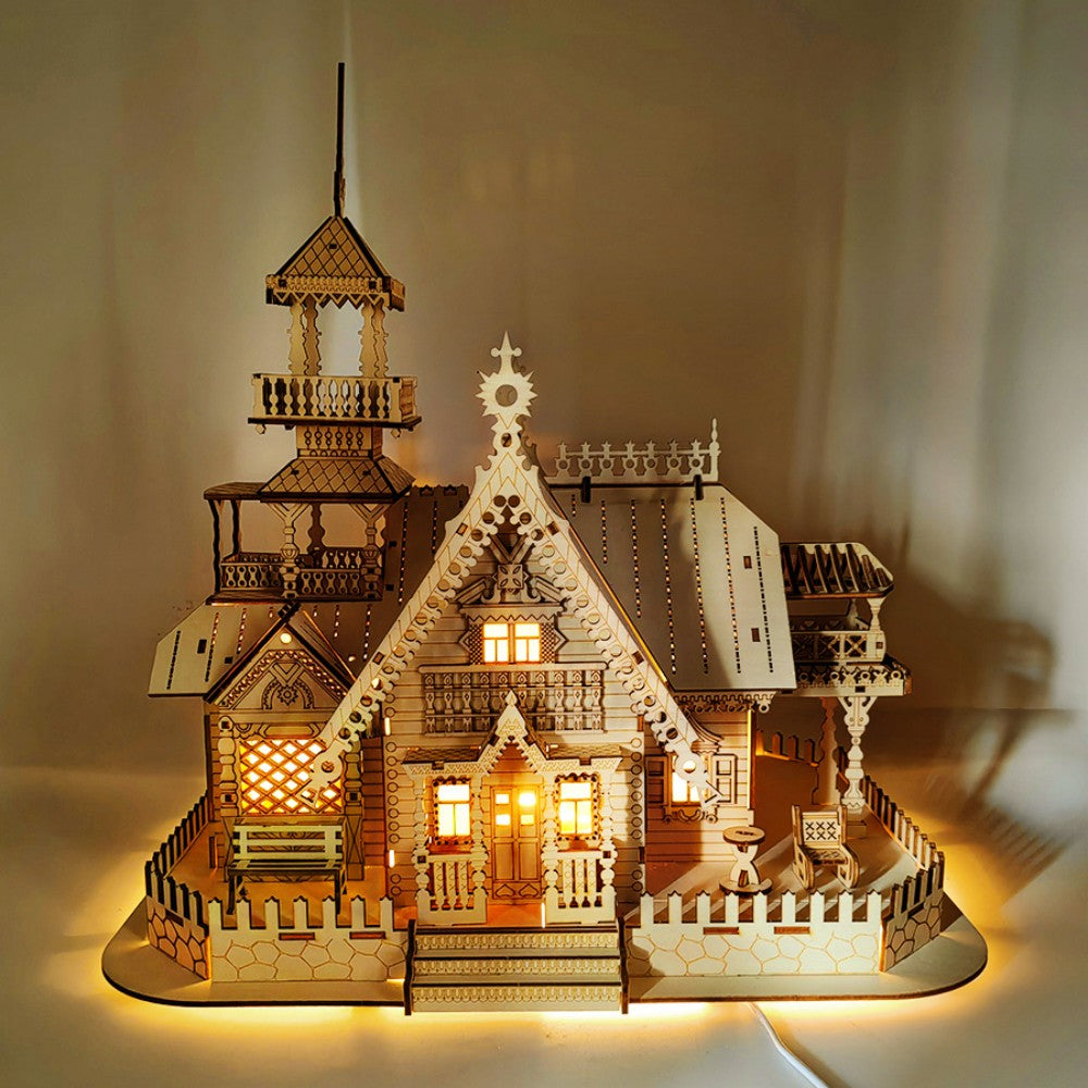 The Starlight Haven: Illuminated 3D Wooden Miniature Villa DIY Kit