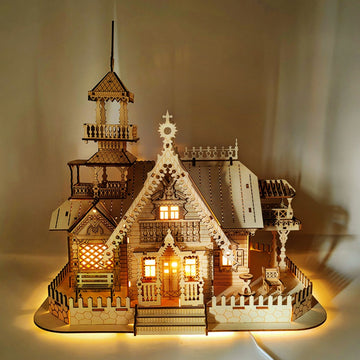 The Starlight Haven: Illuminated 3D Wooden Miniature Villa DIY Kit