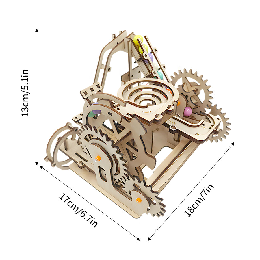 The Kinetic Odyssey: 3D Wooden Puzzle Marble Run Coaster