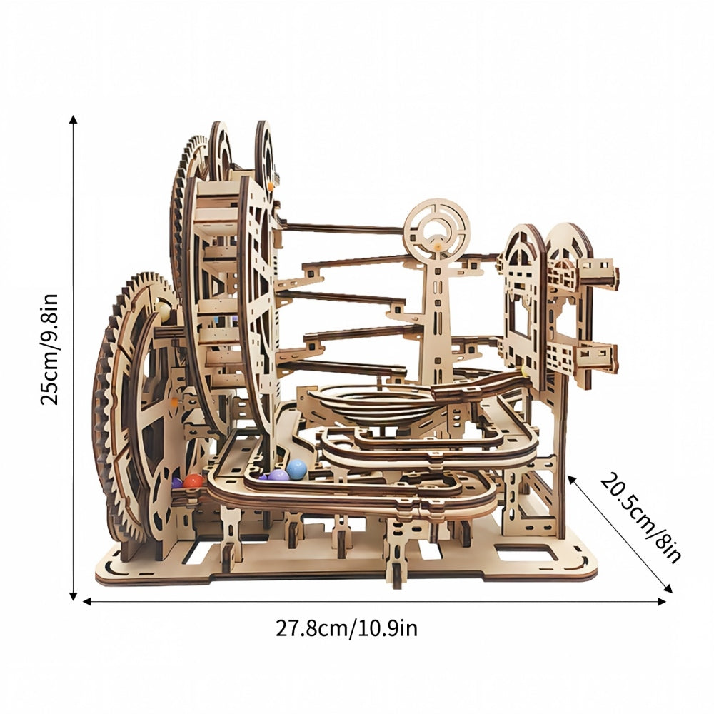 Mechanical Theme Park Marble Run | 3D Wooden Puzzle & DIY Gear Model Kit