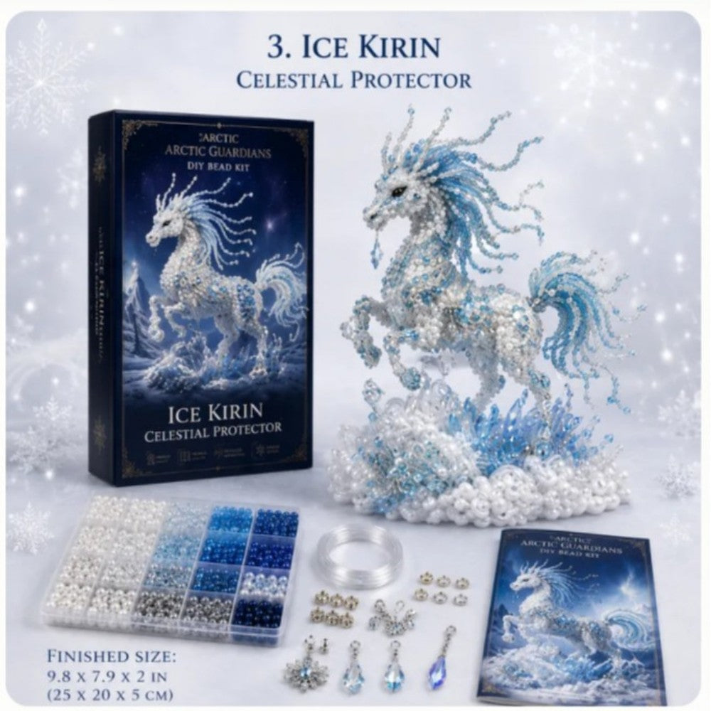 Frostfire Phoenix 3D Crystal Bead Kit | Arctic Winter Guardian Craft Sculpture