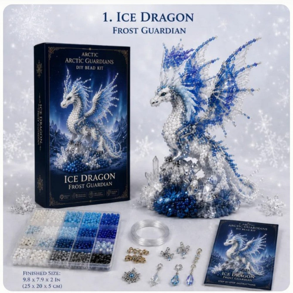 Frostfire Phoenix 3D Crystal Bead Kit | Arctic Winter Guardian Craft Sculpture