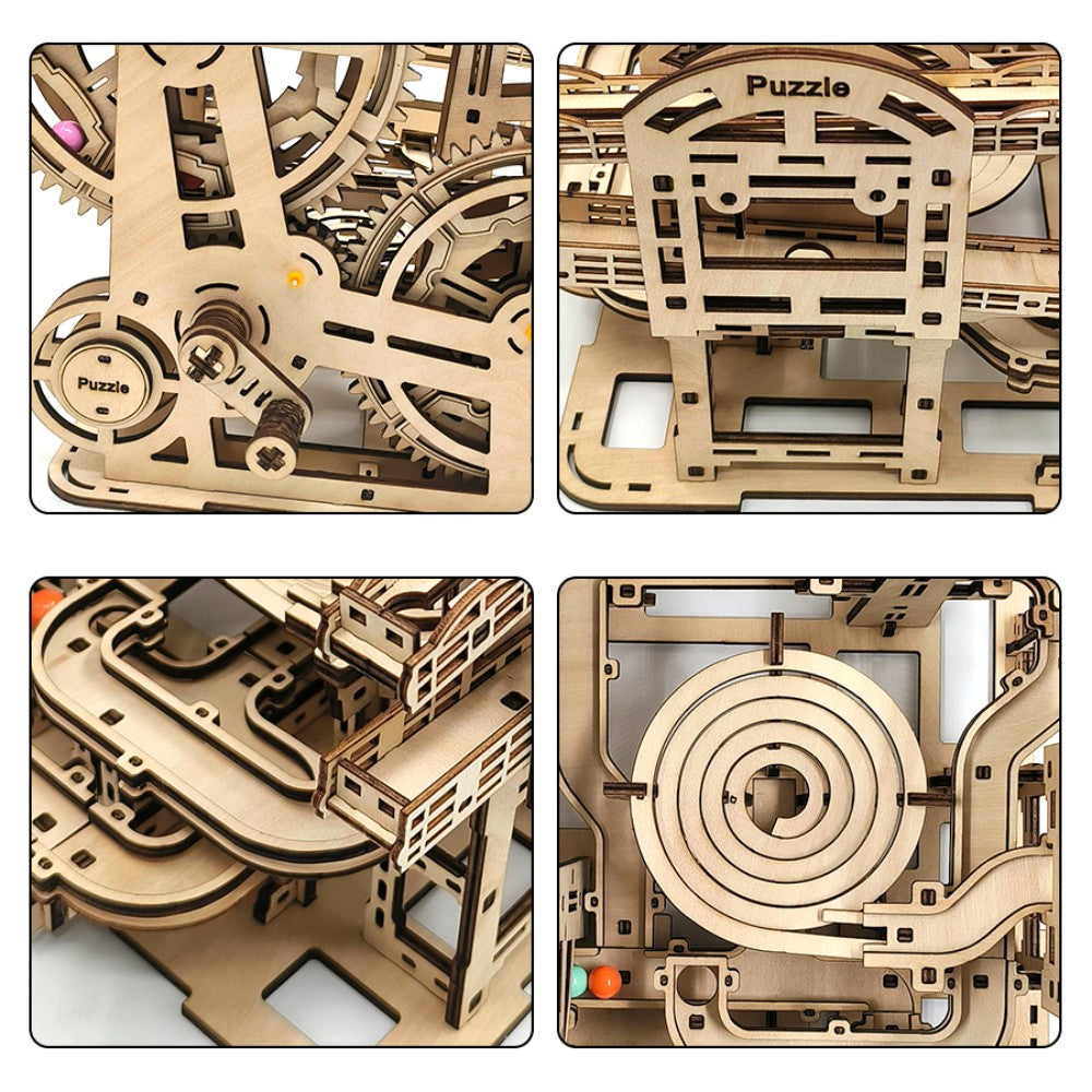 Mechanical Theme Park Marble Run | 3D Wooden Puzzle & DIY Gear Model Kit