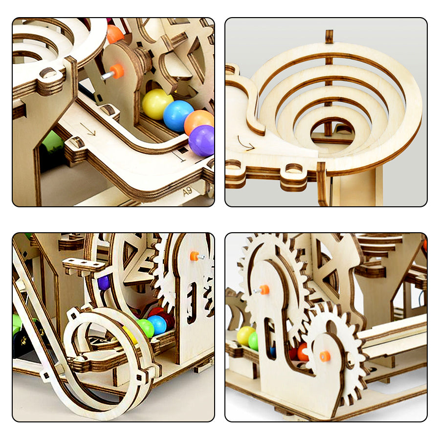 The Kinetic Odyssey: 3D Wooden Puzzle Marble Run Coaster