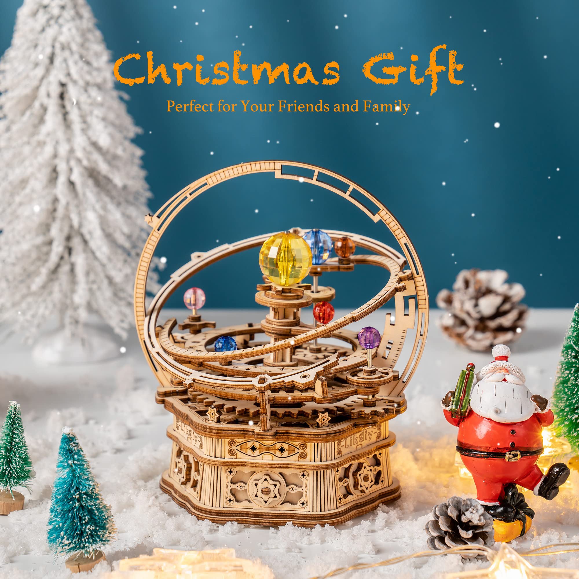 3D Wooden Puzzles for Adults Mechanical Music Box-Starry Night, DIY Rotating Music Box Model Building Kits for Teens, DIY Crafts/Hobbies/Gifts Desk Decor
