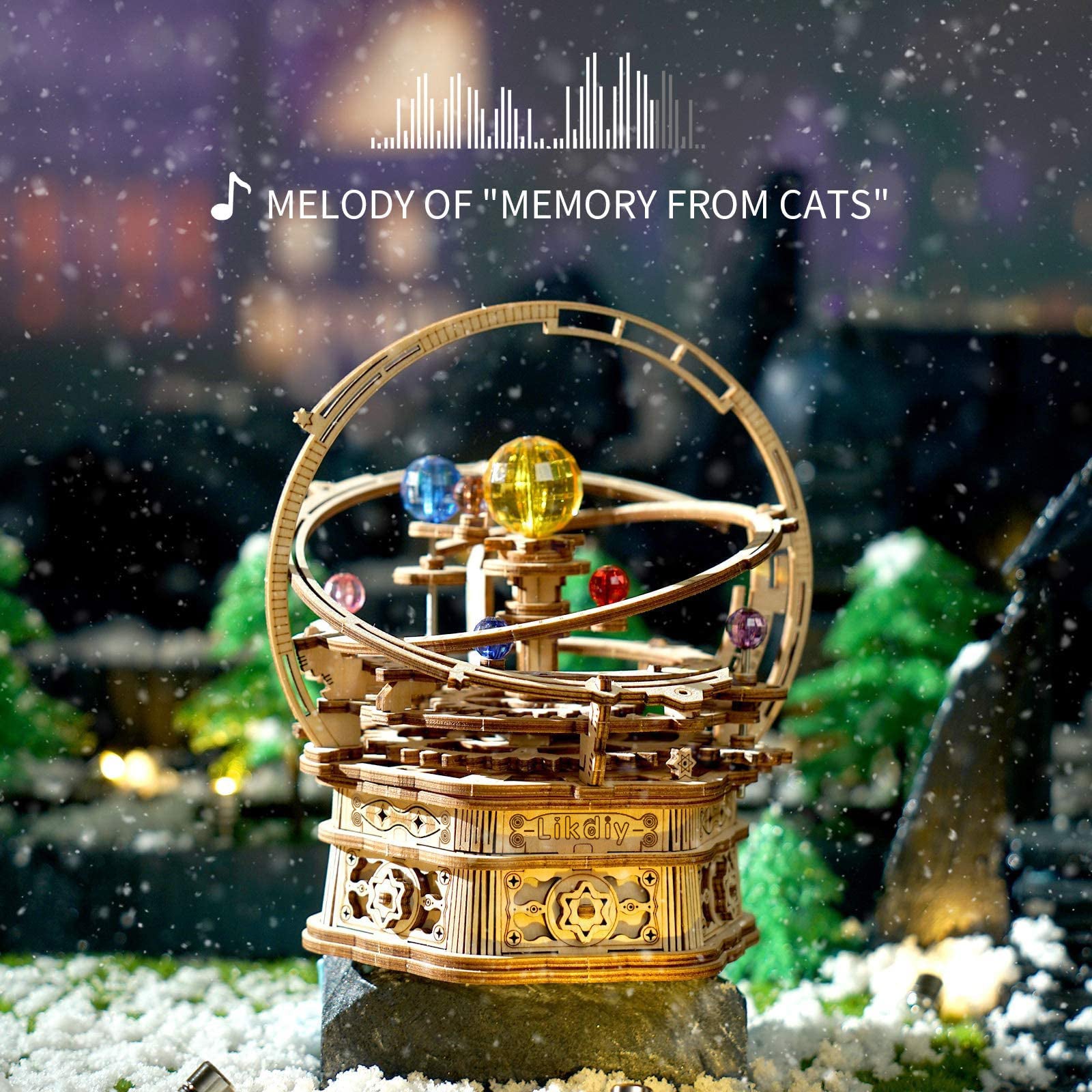 3D Wooden Puzzles for Adults Mechanical Music Box-Starry Night, DIY Rotating Music Box Model Building Kits for Teens, DIY Crafts/Hobbies/Gifts Desk Decor