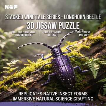 3D Longhorn Beetle Acrylic Puzzle Kit - Stacked Wing Tale Series | No-Glue DIY Mechanical Model
