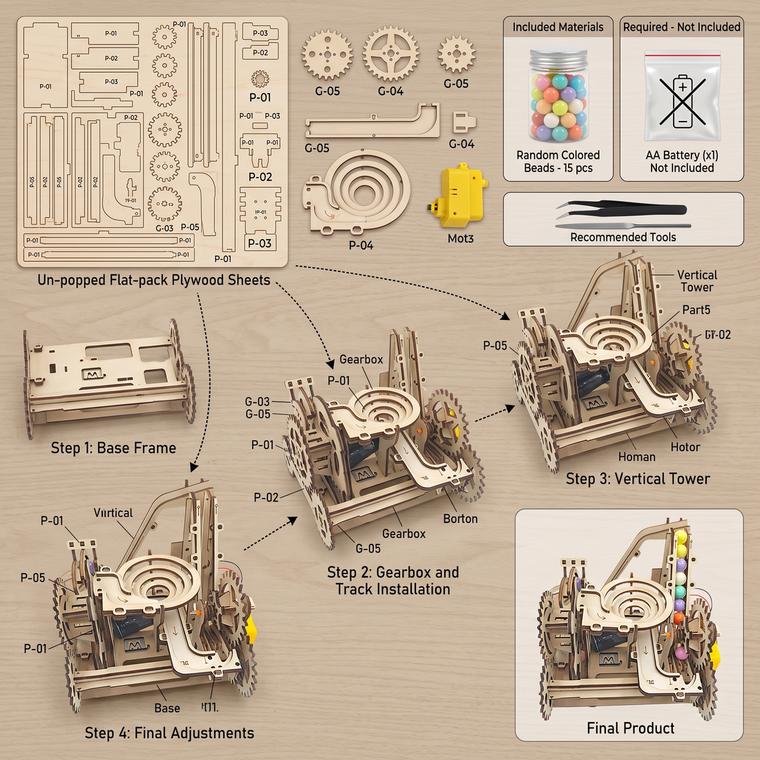 The Kinetic Odyssey: 3D Wooden Puzzle Marble Run Coaster