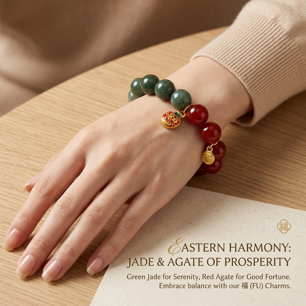 The Prosperity Loop — Premium Jade & Carnelian Energy Bracelet-Wood Feeds Fire