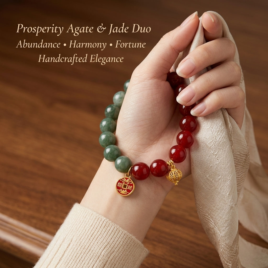 The Prosperity Loop — Premium Jade & Carnelian Energy Bracelet-Wood Feeds Fire