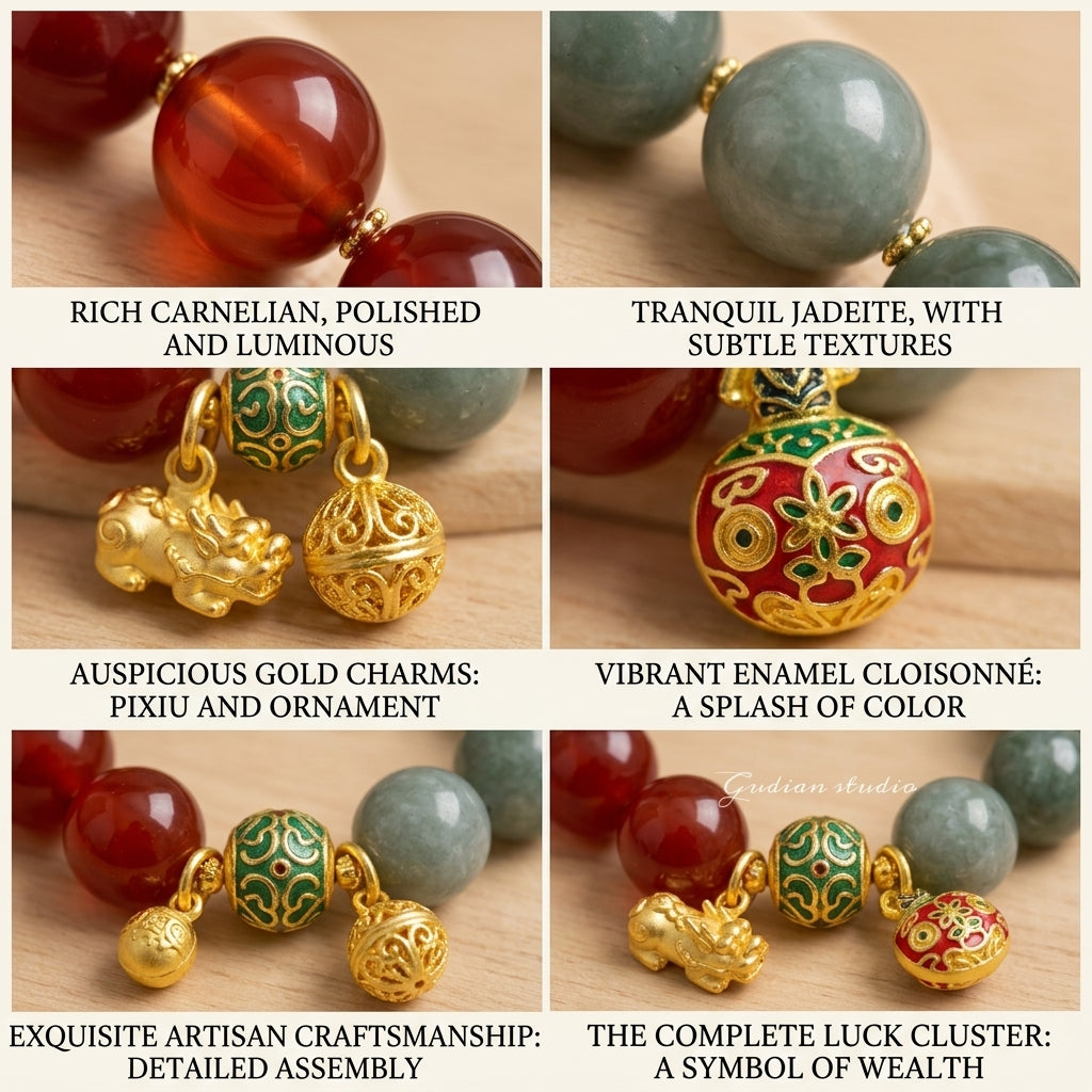 The Prosperity Loop — Premium Jade & Carnelian Energy Bracelet-Wood Feeds Fire