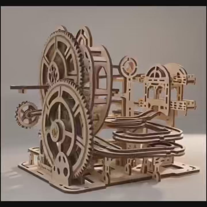 Mechanical Theme Park Marble Run | 3D Wooden Puzzle & DIY Gear Model Kit