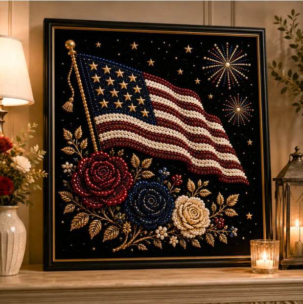 America 250 Commemorative 3D Pearl Painting Kit - Patriotic DIY Art Canvas