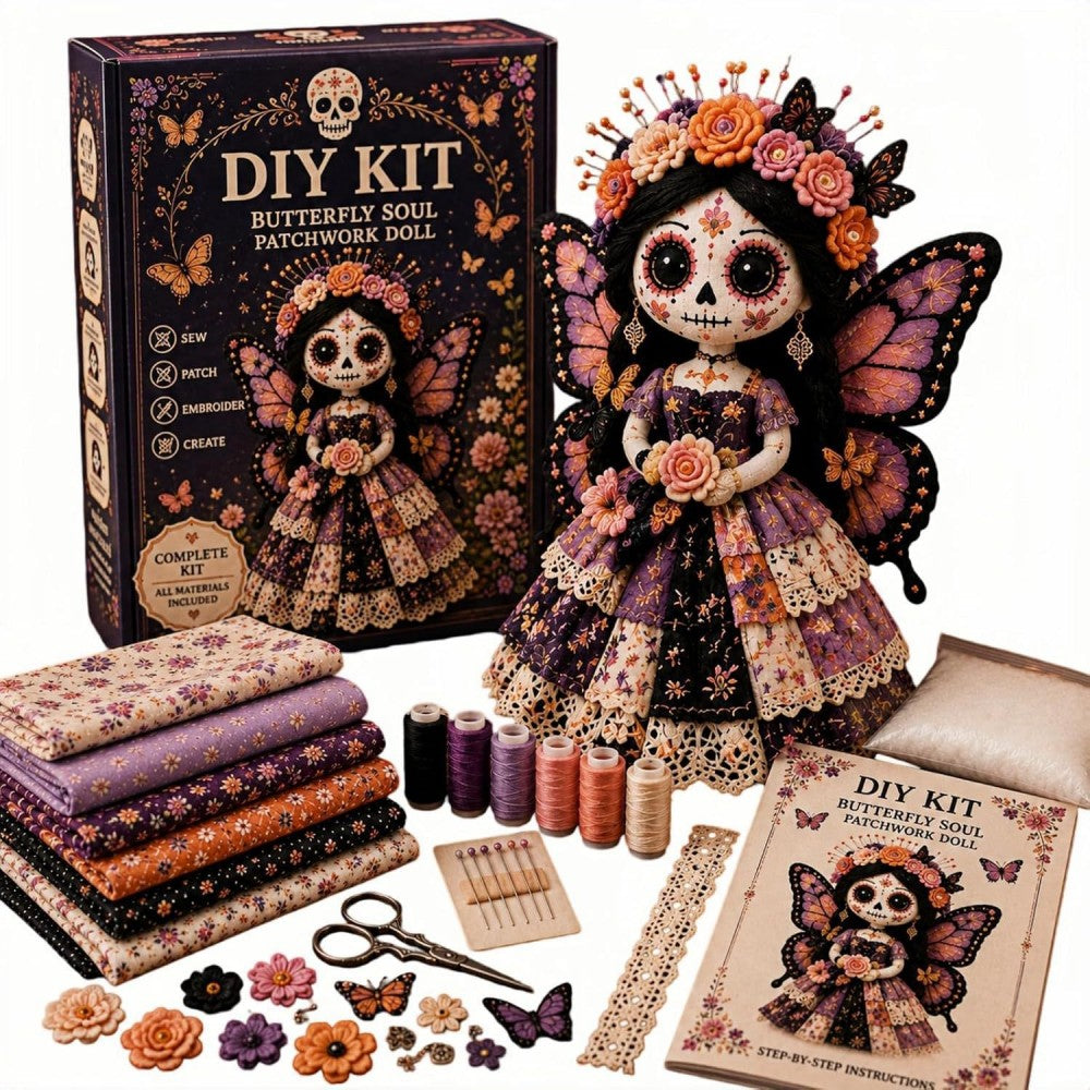 Day of the Dead Patchwork Doll DIY Kit | Gothic Collectible Craft Set