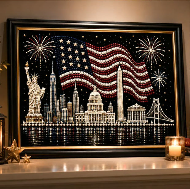 America 250 Commemorative 3D Pearl Painting Kit - Patriotic DIY Art Canvas
