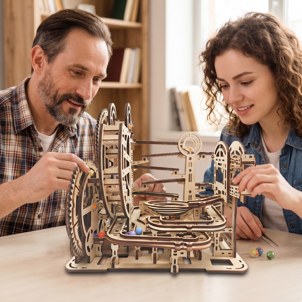 Mechanical Theme Park Marble Run | 3D Wooden Puzzle & DIY Gear Model Kit
