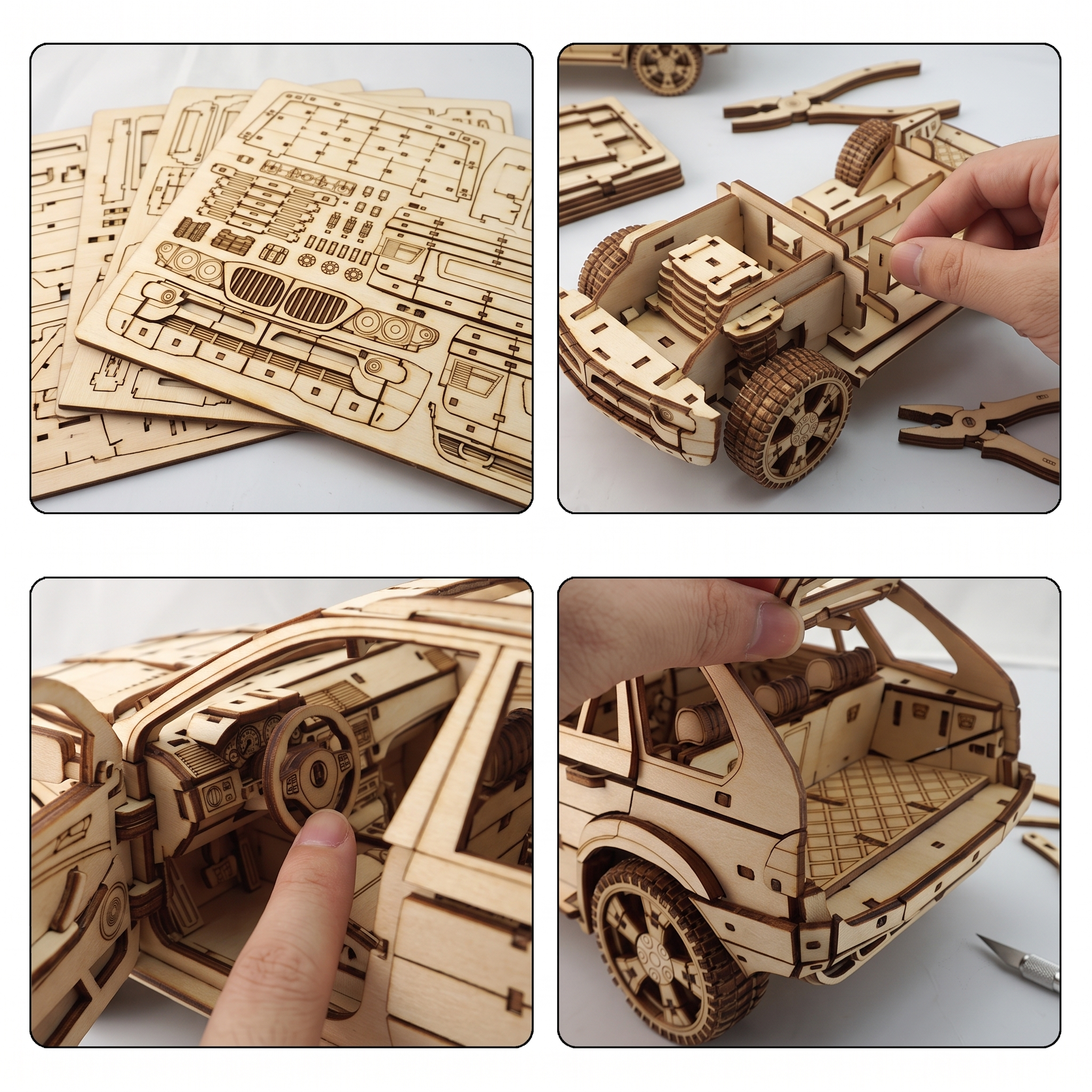 3D Wooden Puzzle Retro Sports Car for Adults, 1:18 Scale Mechanical Vehicle Model Building Kit, DIY Classic Auto Craft, Unique Birthday Gifts for Men, Adults & Gearheads