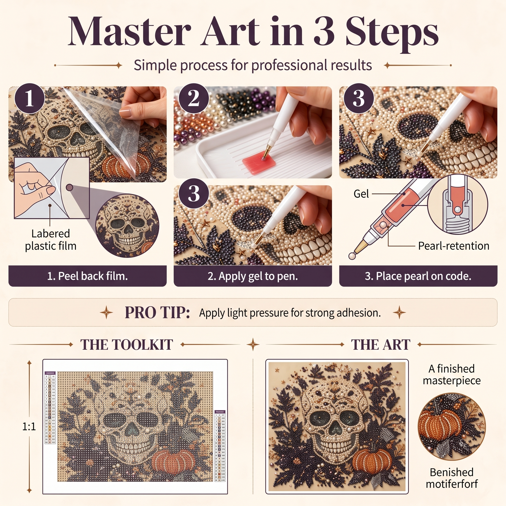 Halloween Ghost Pearl Art DIY Kit, 2026 Upgraded Seasonal Bead Wall Display Craft Set, Portable Fall Home Decor Handcraft Kit for Starters