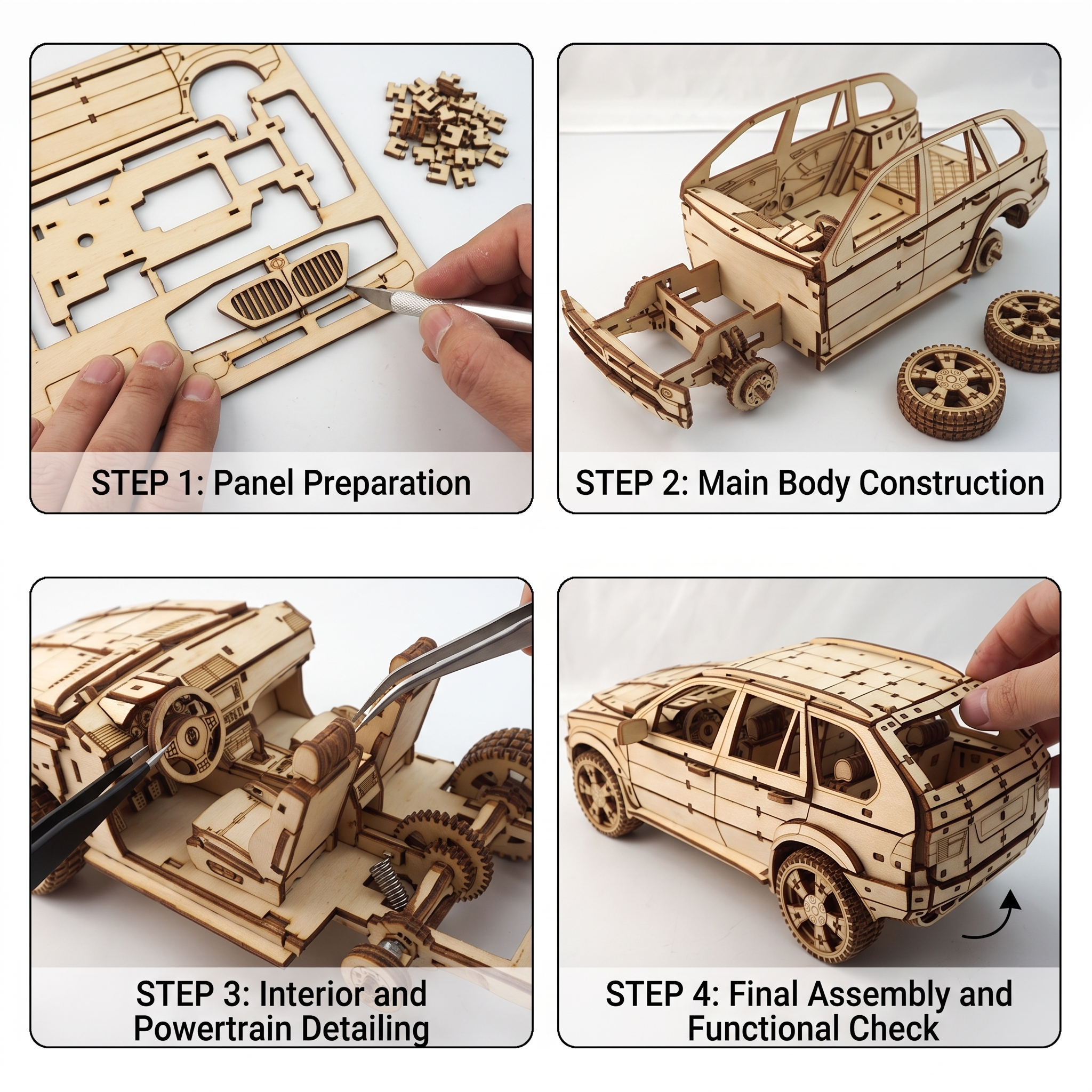 3D Wooden Puzzle Retro Sports Car for Adults, 1:18 Scale Mechanical Vehicle Model Building Kit, DIY Classic Auto Craft, Unique Birthday Gifts for Men, Adults & Gearheads
